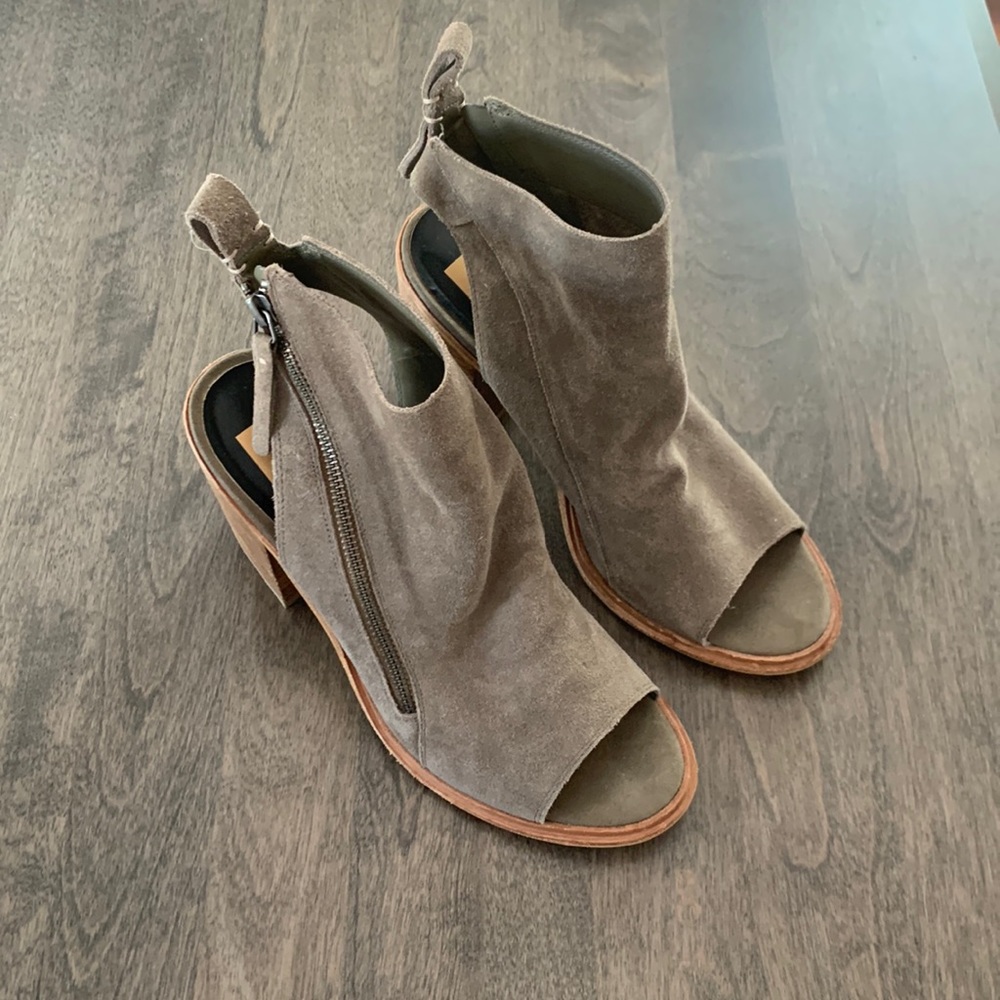 Dolce vita suede stack heel open toe booties